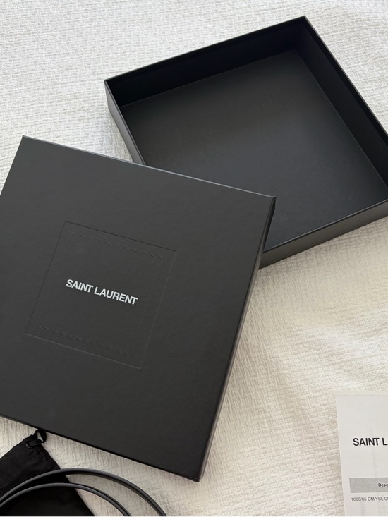 Saint Laurent Black Leather Belt with Gold YSL Buckle main image 6